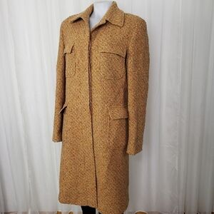 Eleonara Amadei virgin wool blend coat yellow orange brown tweed size IT 46